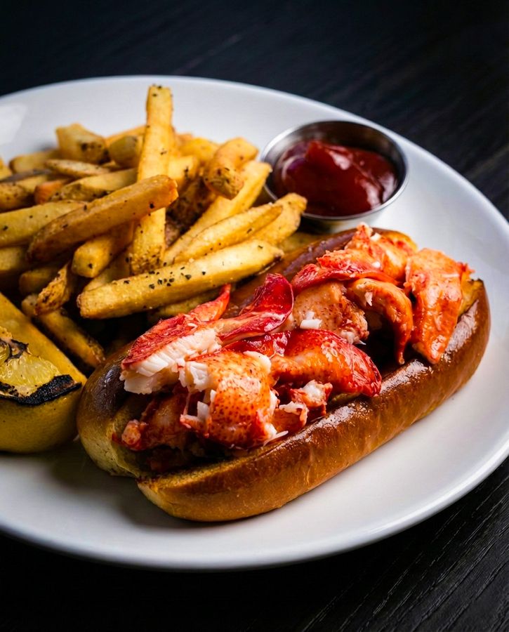 Lobster roll and fries