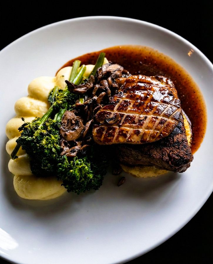 Seared steak, gnocchi and broccolini