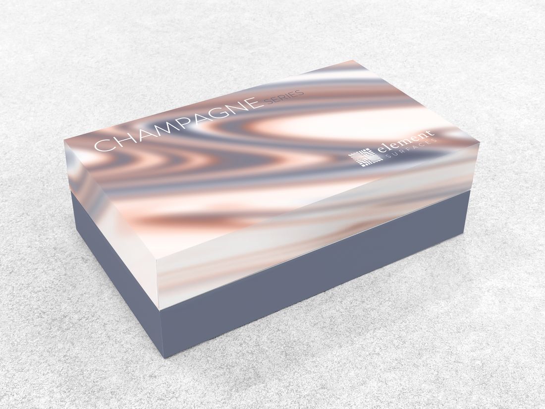The Champagne series box, blue base