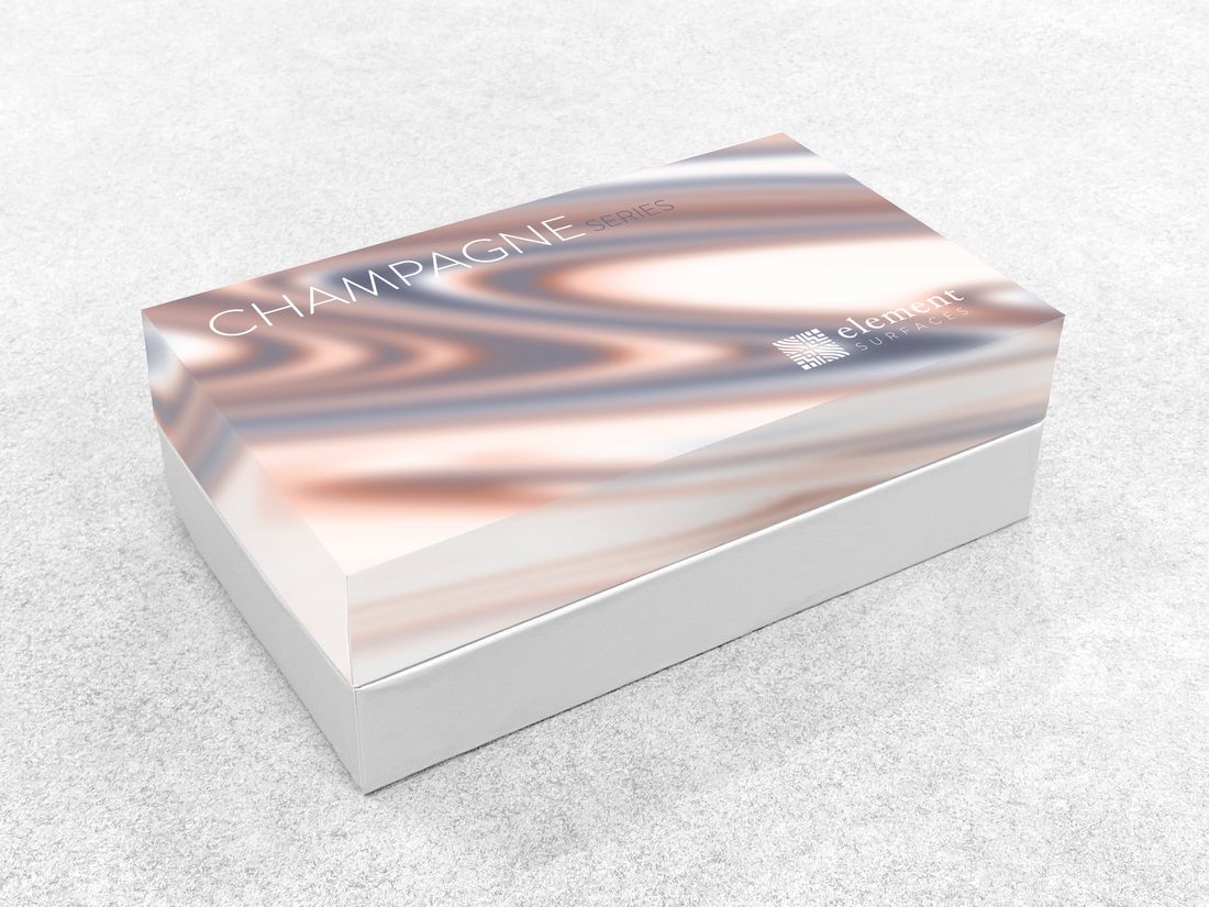 The Champagne series box, white base