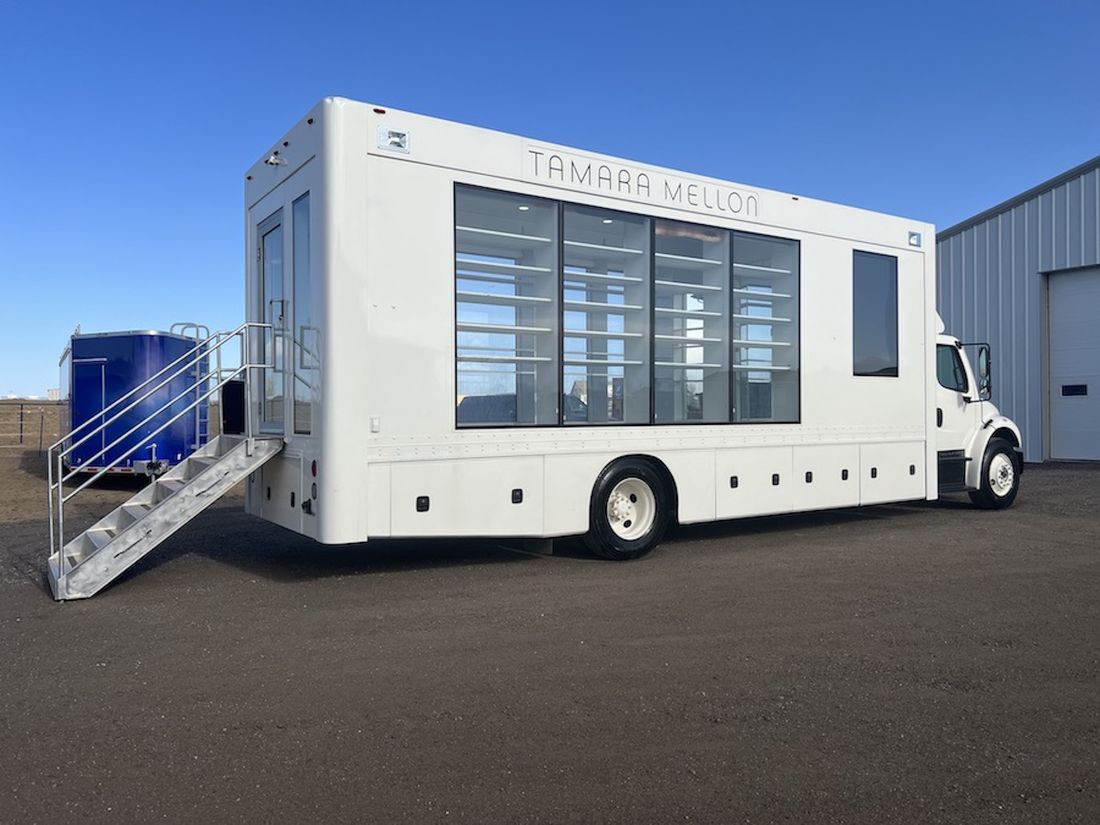 The truck with its entry steps out