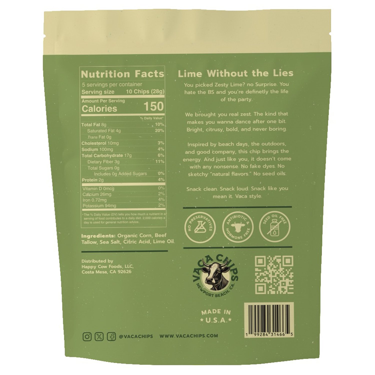 Zesty Lime back packaging